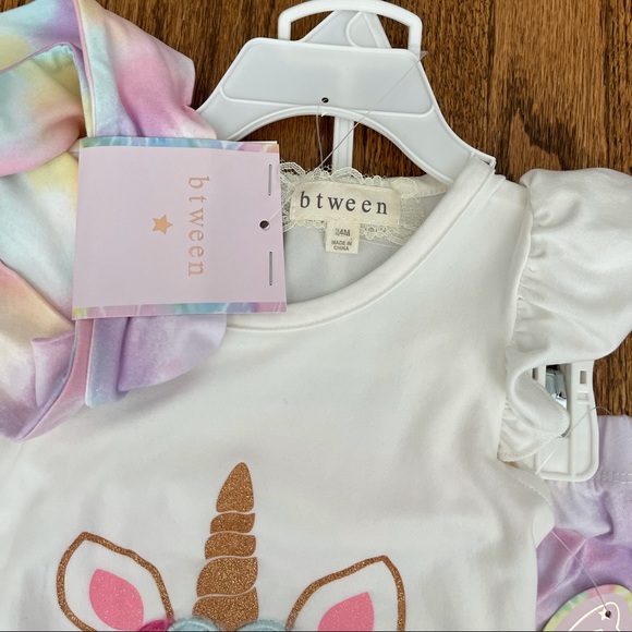 Btween Rainbow Unicorn Girls 24mo Matching Set - Picture 2 of 5